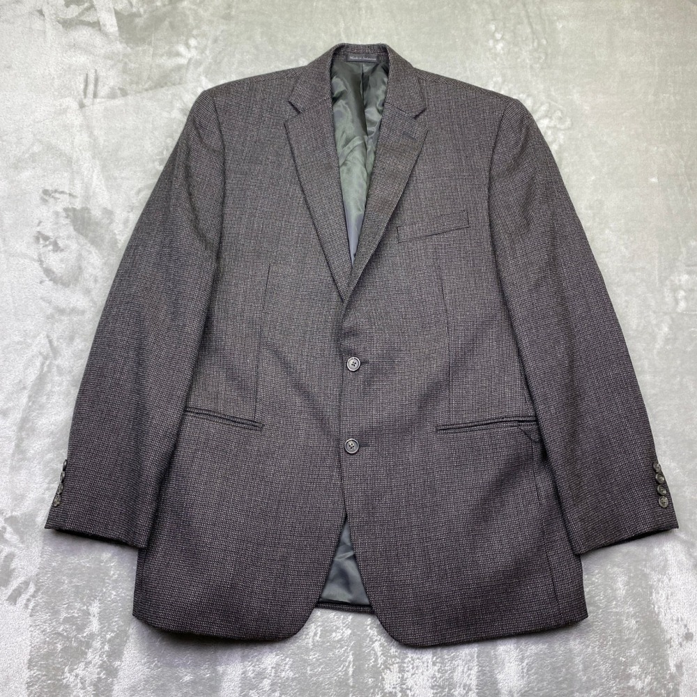 Chaps Mens Wool Blend Blazer Jacket‎ Dark Gray Herringbone 42L Preppy Western